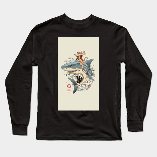 Cat riding a shark Long Sleeve T-Shirt by Dawaly